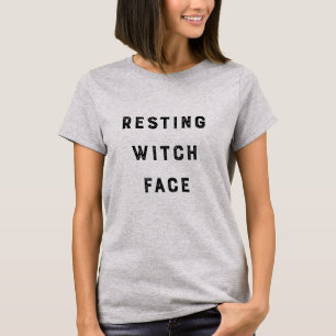 Camiseta Rosto de Bruxa Descansado Vintage no Dia das Bruxa