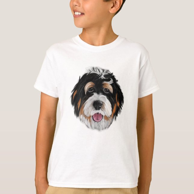 Camiseta Rosto de Cachorro Bernedoodle (Frente)