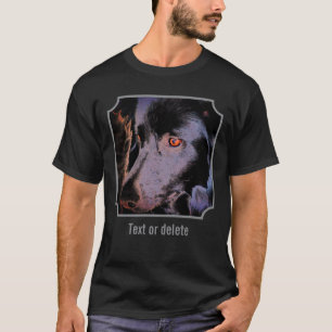 Camiseta Rosto de Cachorro Border Collie Preto Arte Abstrat