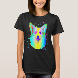 Camiseta Rosto de Cachorro Corgi Adorável Arco-íris Espaço