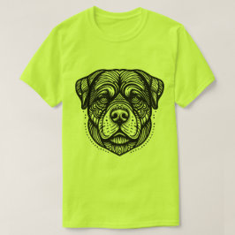 Camiseta Rosto de Cachorro Rottweiler - Arte em Linha Preta
