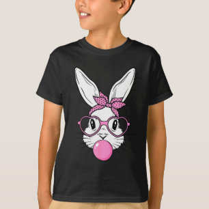 Camiseta Rosto de coelho bonitinho com óculos de coração de