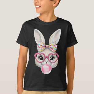 Camiseta Rosto de Coelho Bonito Laço Coquette Dia de Páscoa