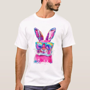 Camiseta Rosto de Coelho com Óculos Tie Dye Dia Feliz da Pá