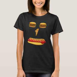 Camiseta Rosto de Comida Ruim Hambúrgueres Pizza Cachorros