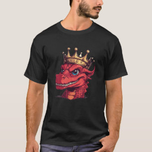 Camiseta Rosto de Dragão de Fogo Real com um Traje de Coroa
