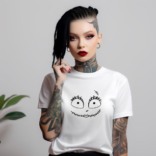 Camiseta Rosto de Esqueleto Assustador Fofo Feminino