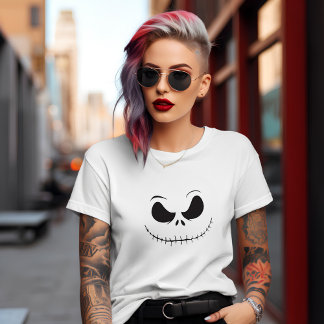 Camiseta Rosto de Esqueleto Divertido e Assustador
