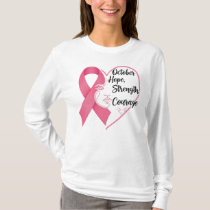 Camiseta Rosto de Fita Rosa de outubro - Esperança, Força e