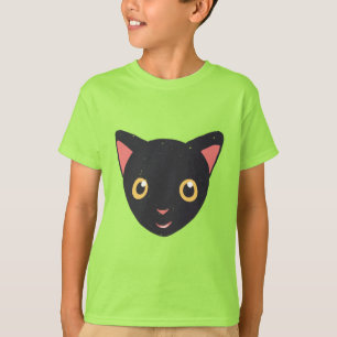 Camiseta Rosto de Gatinho Fofo Gatinho Preto