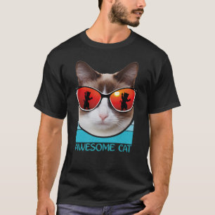 Camiseta Rosto De Gato Engraçado Com Óculos Engraçados