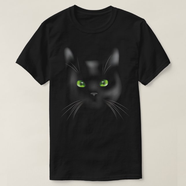 Camiseta Rosto de Gato  Gatinho Preto Legal Gatos de Estima (Frente do Design)