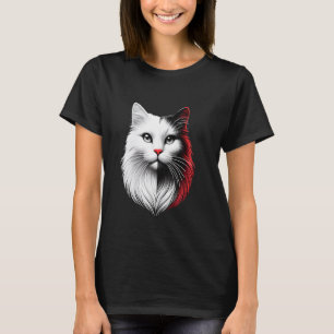 Camiseta Rosto de gato preto e branco