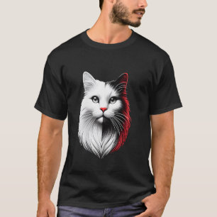 Camiseta Rosto de gato preto e branco