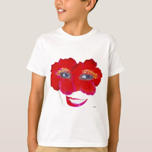 Camiseta Rosto de Hibiscus com Sorriso - Vermelho