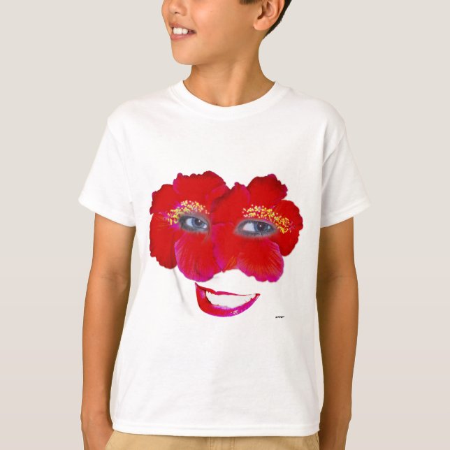 Camiseta Rosto de Hibiscus com Sorriso - Vermelho (Frente)