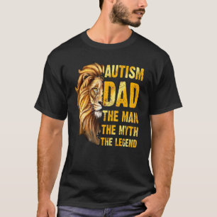 Camiseta Rosto de Leão Autismo Pai O Homem O Mito A Lenda F