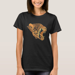 Camiseta Rosto de Leopardo Cabeça Jaguares Guepardos Grande