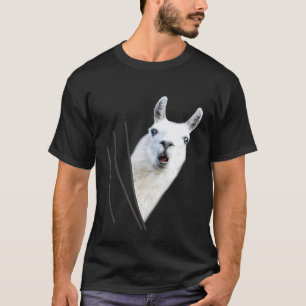 Camiseta Rosto de lhama fora do bolso do peito Perfeito