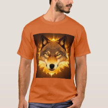 Rosto de Lobo Radiante Iluminado por Luz Dourada