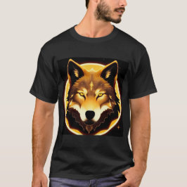 Camiseta Rosto de Lobo Radiante Iluminado por Luz Dourada