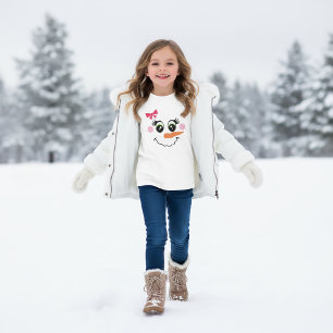 Camiseta Rosto de Menina Boneco de Neve para Crian