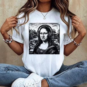 Camiseta Rosto de Mona Lisa Baixo Música Engraçada Amantes