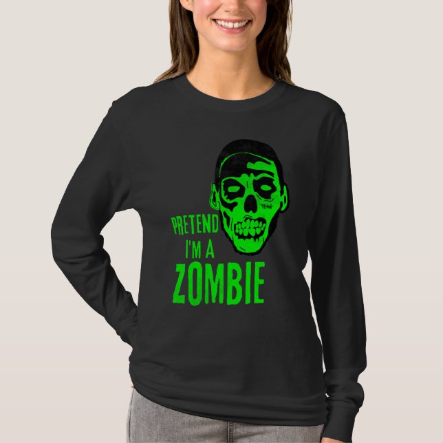Camiseta Rosto de Monstro Zumbi de Halloween Assustador (Frente)