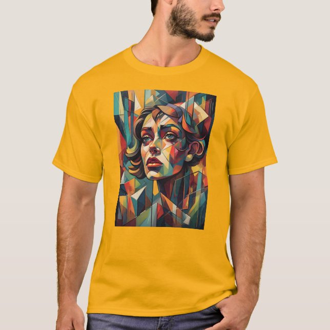 Camiseta rosto de mulher abstrato (Frente)