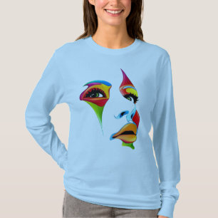 Camiseta “Rosto de Mulher de Arte Colorida Abstrat