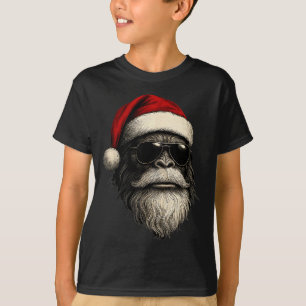 Camiseta Rosto de Pé Grande Óculos de Sol Papai Noel Natal