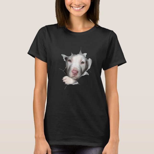 Camiseta Rosto de Pitbull Branco Fofo Dentro de Mim 1 (Frente)