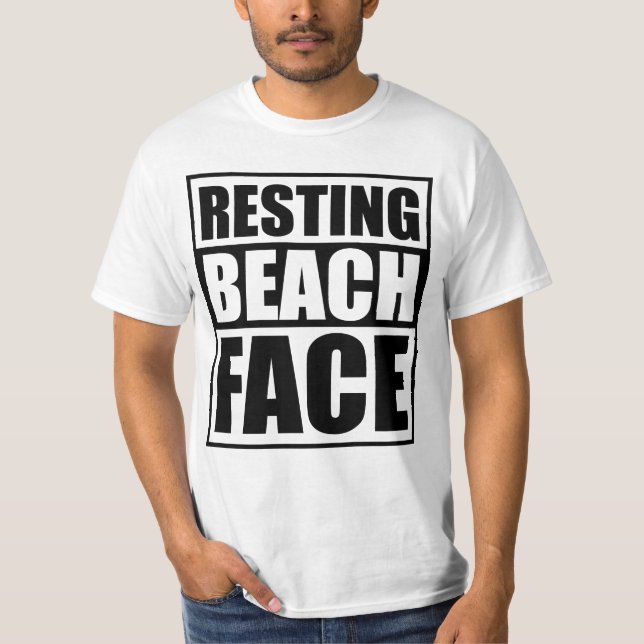 Camiseta Rosto de Praia Relaxado e Engraçado Vibrações de V (Frente)