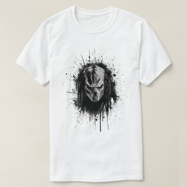 Camiseta Rosto de Predador Preto e Branco (Frente do Design)