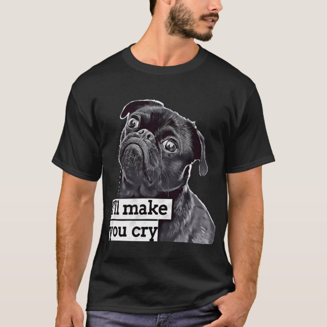 Camiseta Rosto de Pug Mãe de Cachorro Louca Meme - Rosto de (Frente)
