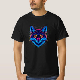 Camiseta Rosto de Raposa Neon – Design Vibrante e Iluminado
