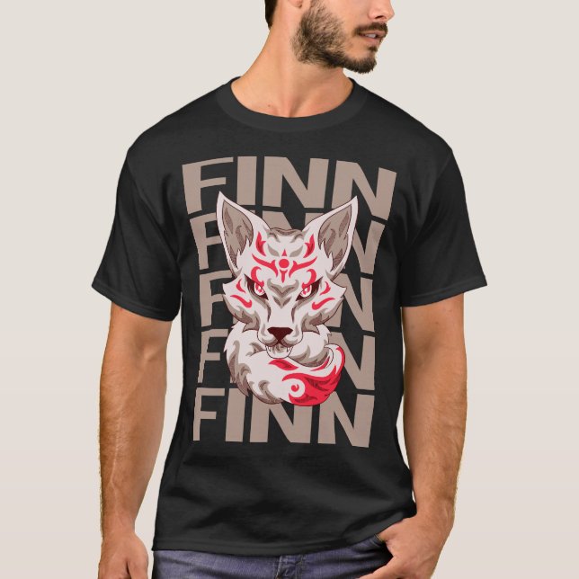 Camiseta Rosto de Raposa - Nome Finn (Frente)