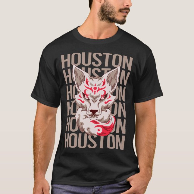 Camiseta Rosto de Raposa - Nome Houston (Frente)