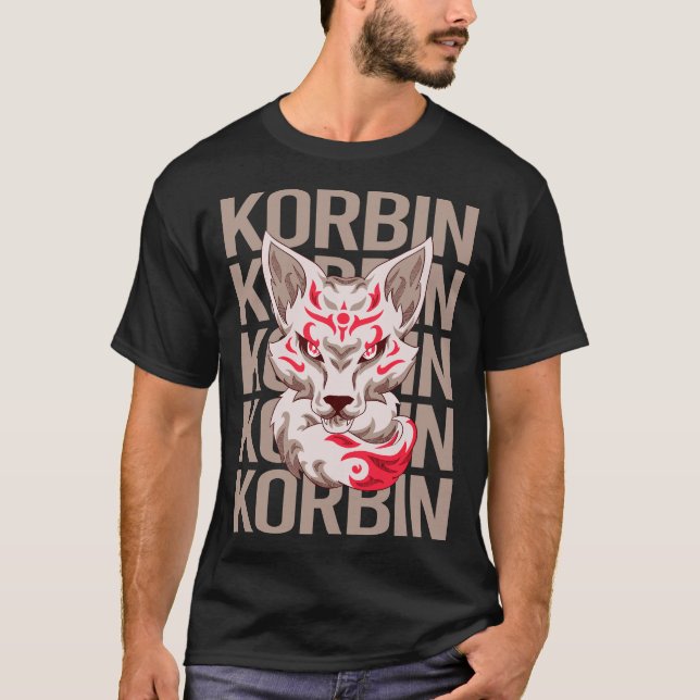 Camiseta Rosto de Raposa - Nome Korbin (Frente)
