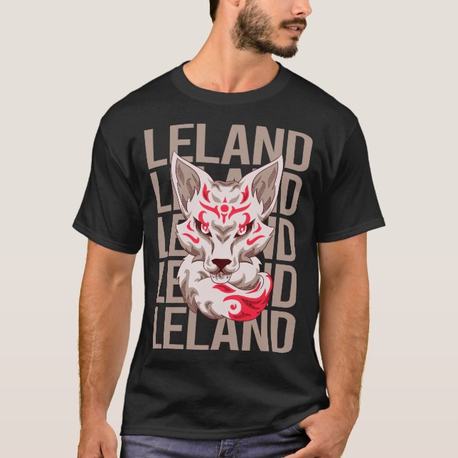 Camiseta Rosto de Raposa - Nome Leland (Frente)