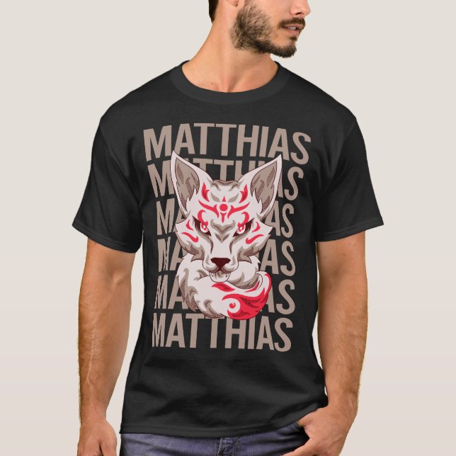 Camiseta Rosto de Raposa - Nome Matthias (Frente)