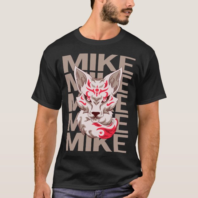 Camiseta Rosto de Raposa - Nome Mike (Frente)