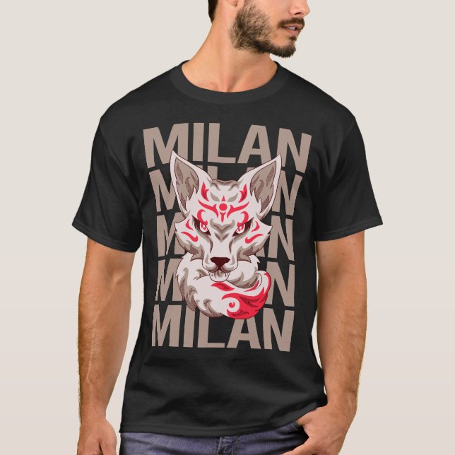 Camiseta Rosto de Raposa - Nome Milão (Frente)