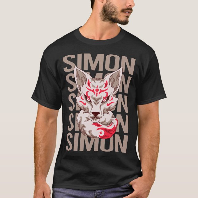 Camiseta Rosto de Raposa - Nome Simon (Frente)