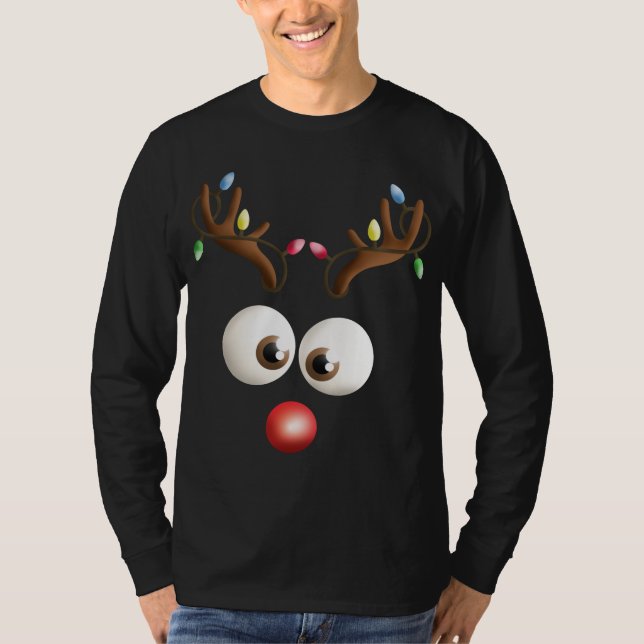 Camiseta Rosto de rena Fúria Natal (Frente)