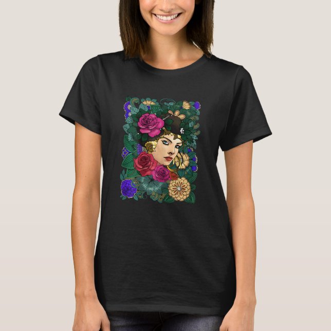Camiseta Rosto De Senhora De Flor Ii (Frente)