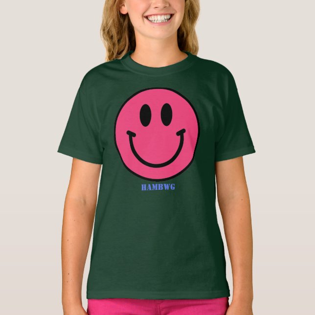 Camiseta Rosto de Sorriso Rosa Emoji T-Shirt HAMbyWG (Frente)