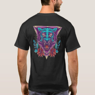 Camiseta Rosto de Tigre Cabeça de Tigre Retro Tigre Tendênc