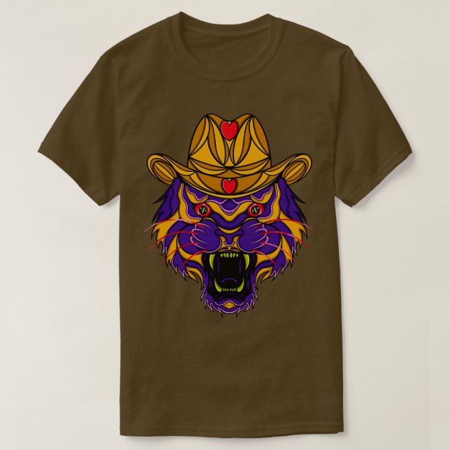 Camiseta Rosto de Tigre Cowboy (Frente do Design)