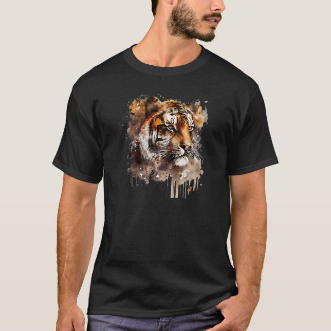 Camiseta Rosto de Tigre de Aquarela (Frente)